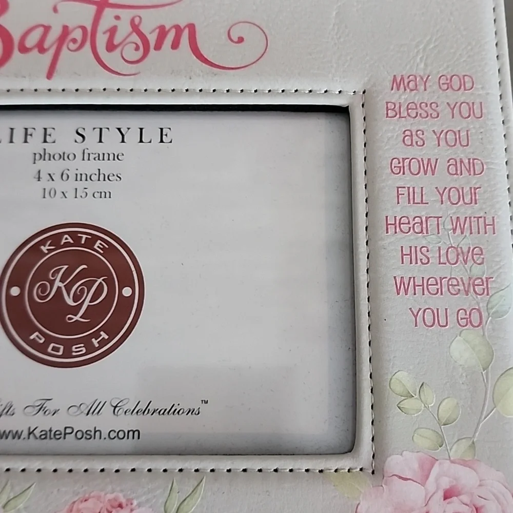 Kate Posh Baptism Photo Frame with Pink Floral Design Never Used